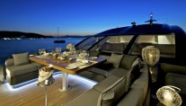 Yacht OPATI -  Foredeck Dining at Night
